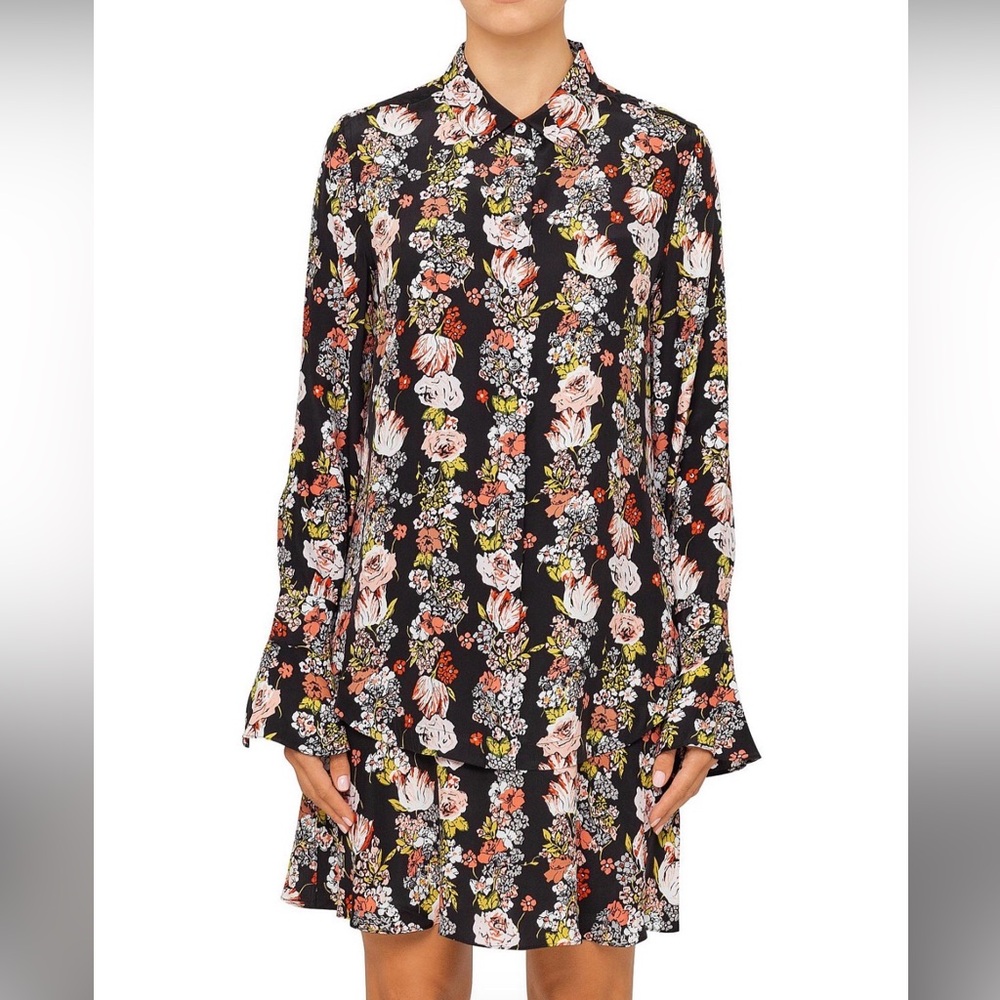 Equipment 100% Silk Long Sleeve Floral Dress